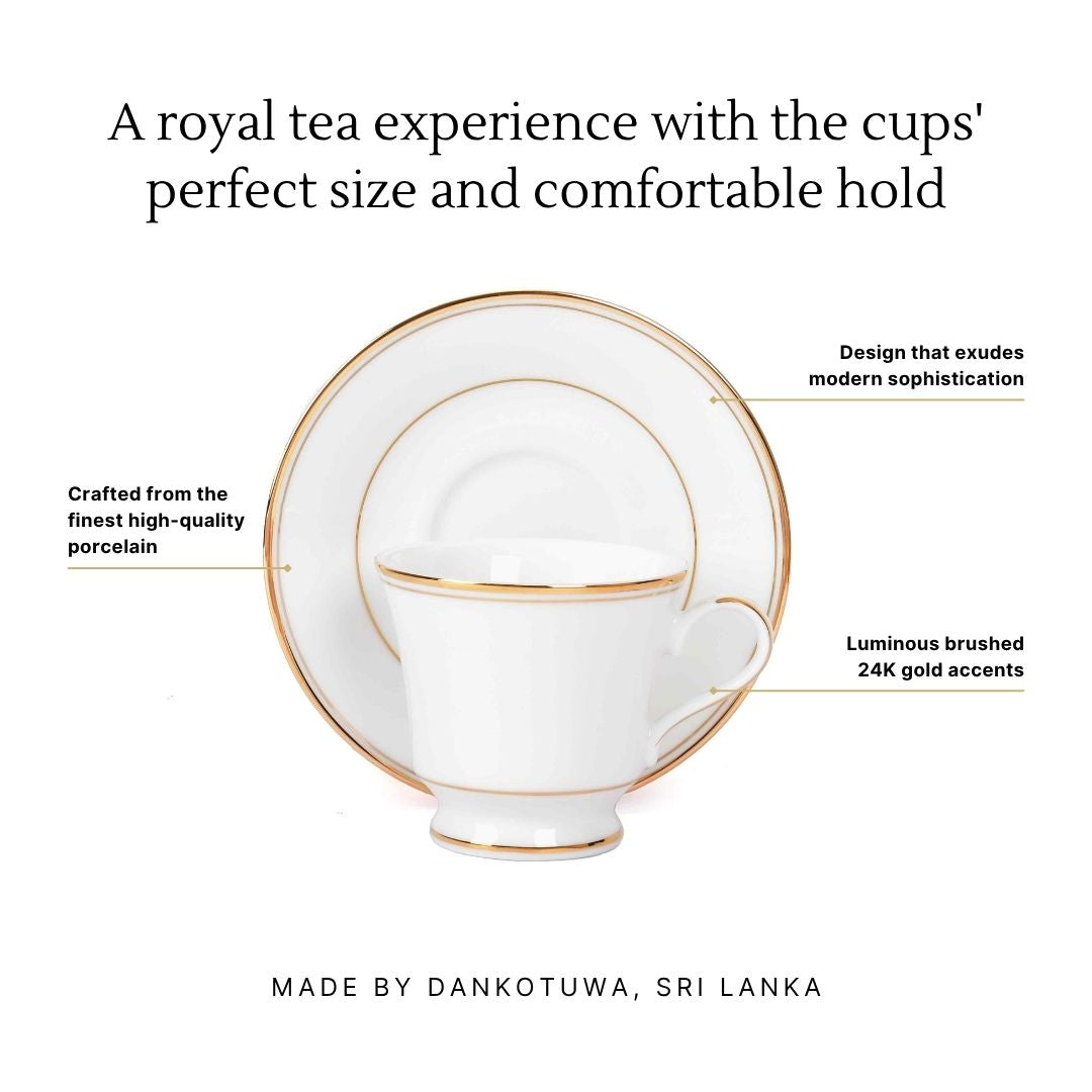 Tea Cup and Saucer Set 12 Pcs  | Gold | Infinity Gold ICHKAN by Day To Day