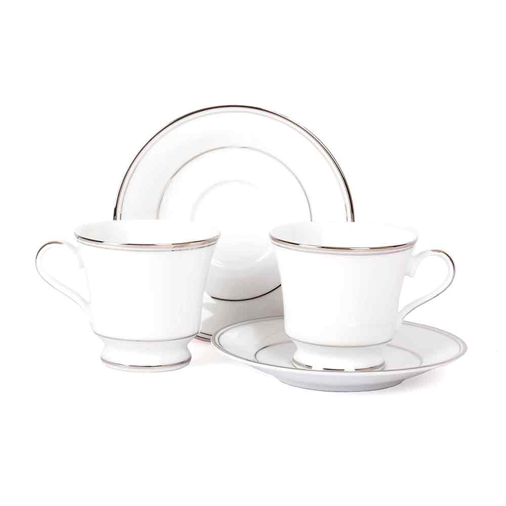 Tea Cup and Saucer Set 12 Pcs  | Platinum | Infinity Platinum ICHKAN by Day To Day