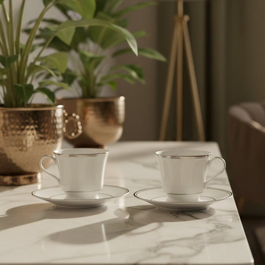 Tea Cup and Saucer Set 12 Pcs  | Platinum | Infinity Platinum ICHKAN by Day To Day