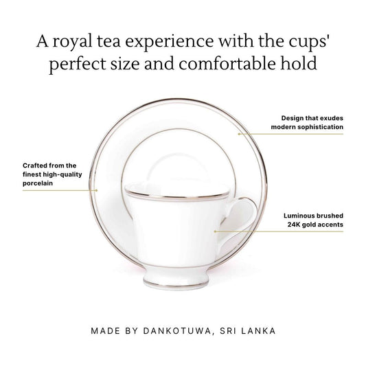 Tea Cup and Saucer Set 12 Pcs  | Platinum | Infinity Platinum ICHKAN by Day To Day