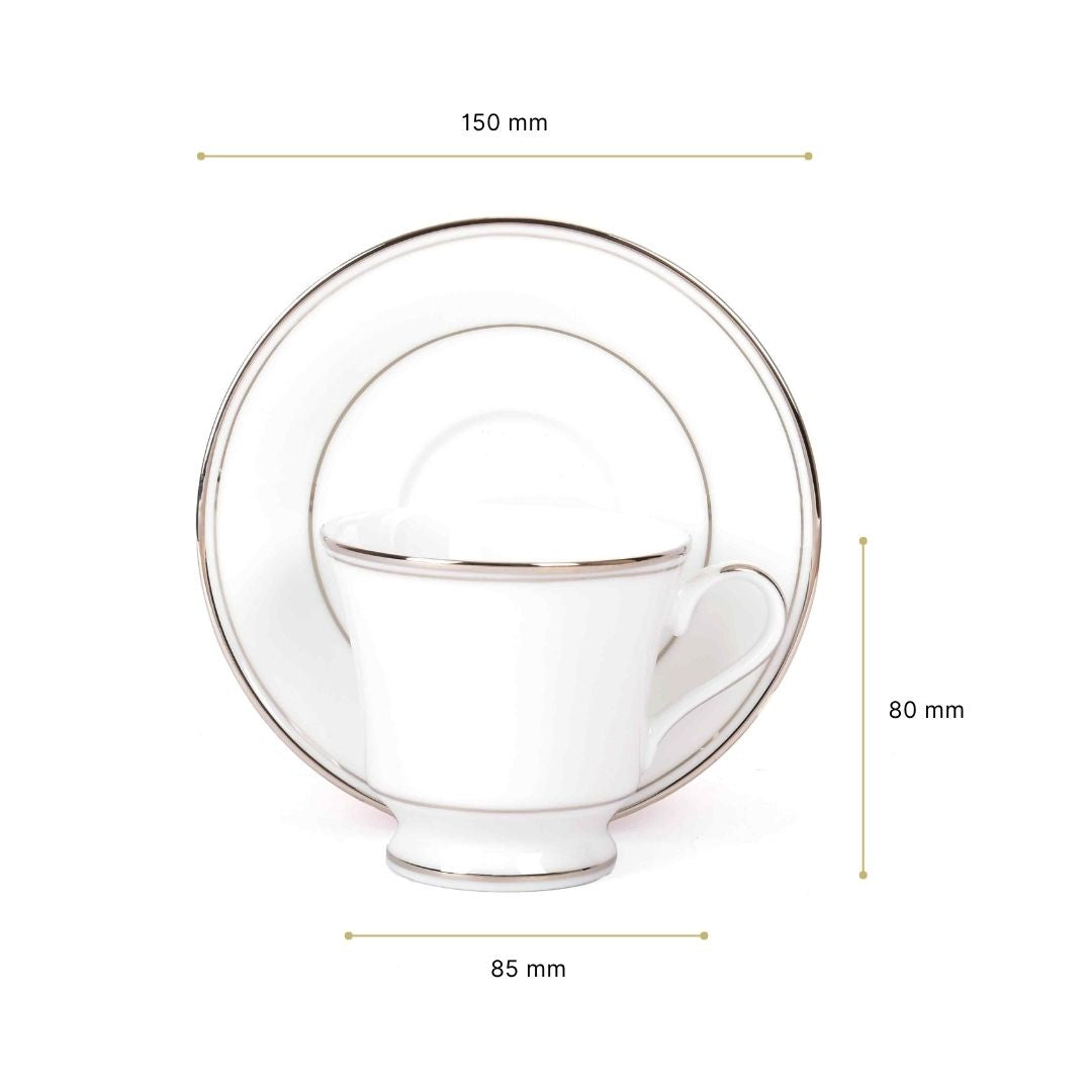 Tea Cup and Saucer Set 12 Pcs  | Platinum | Infinity Platinum ICHKAN by Day To Day