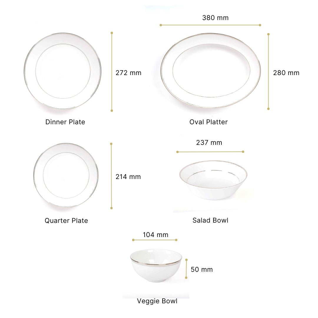21 pc Dinner set Coupe Shape | Platinum | Infinity Platinum ICHKAN by Day To Day