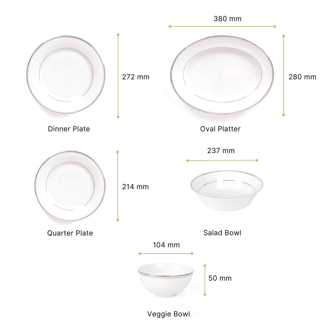 21 pc Dinner set Georgian Shape | Platinum | Infinity Platinum ICHKAN by Day To Day