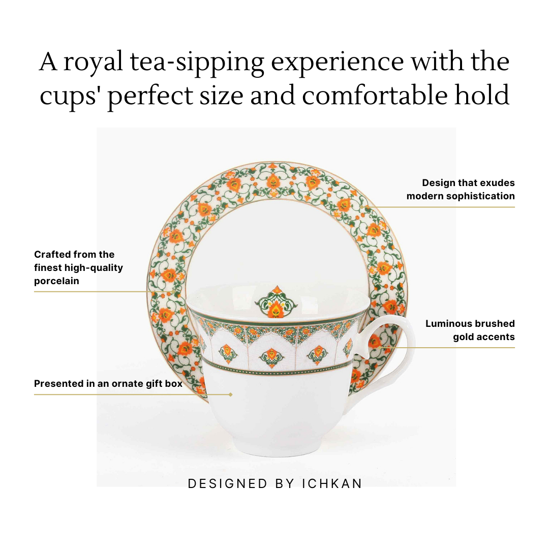 Tea Cup and Saucer Set 12 Pcs | Jashn | Ichkan Roots