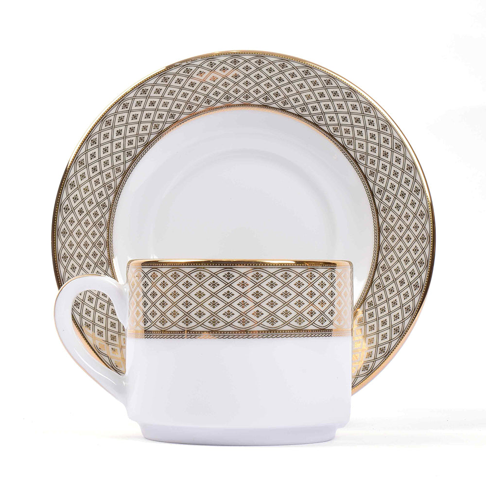 Tea Cup and Saucer Set 12pc | Gold | Jewel Cream ICHKAN by Day To Day