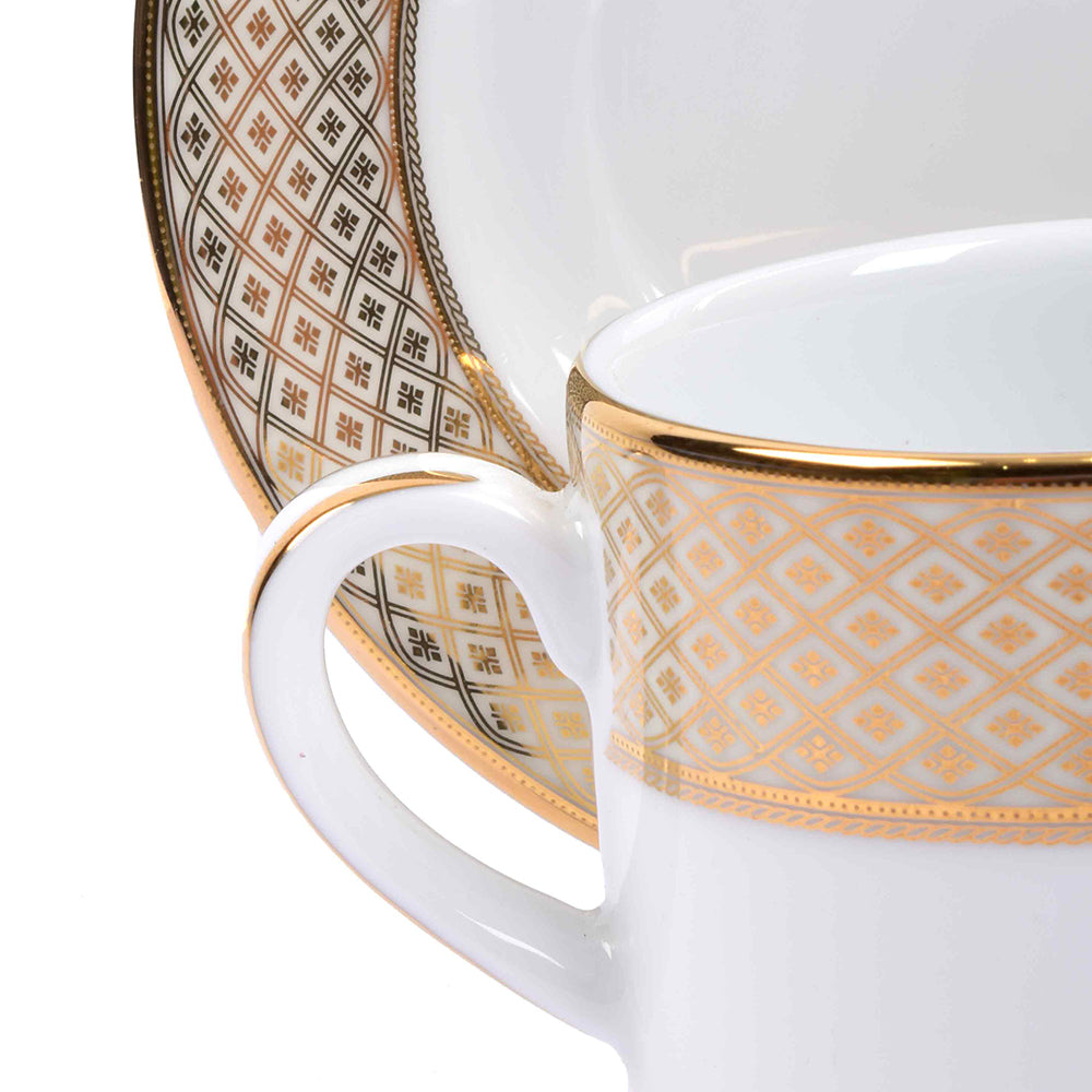 Tea Cup and Saucer Set 12pc | Gold | Jewel Cream ICHKAN by Day To Day