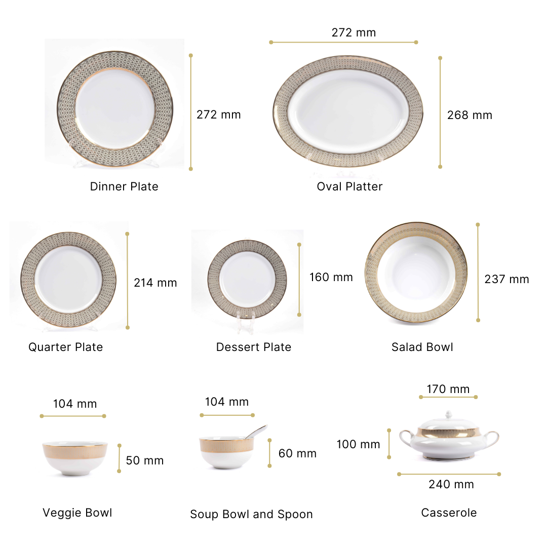 Porcelain Dinner Set 41pc | Gold | Jewel Cream ICHKAN by Day To Day