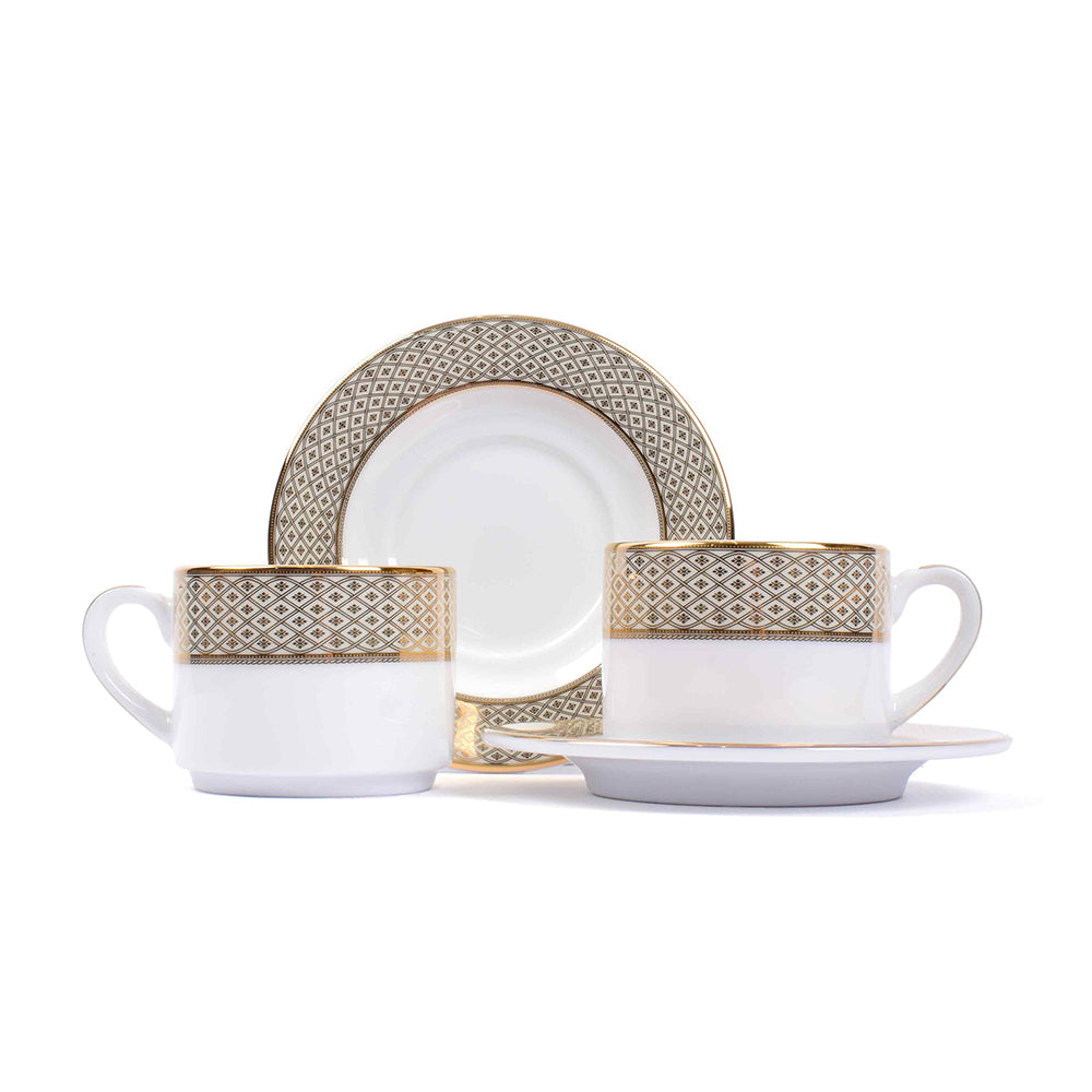 Tea Cup and Saucer Set 12pc | Gold | Jewel Cream ICHKAN by Day To Day