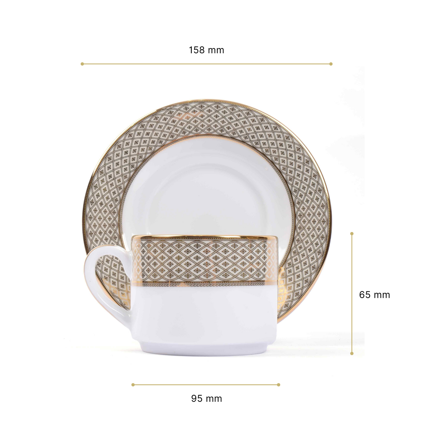 Tea Cup and Saucer Set 12pc | Gold | Jewel Cream ICHKAN by Day To Day