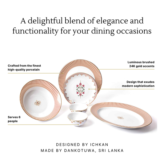 21 pc Dinner set | Red | Kokanadam ICHKAN