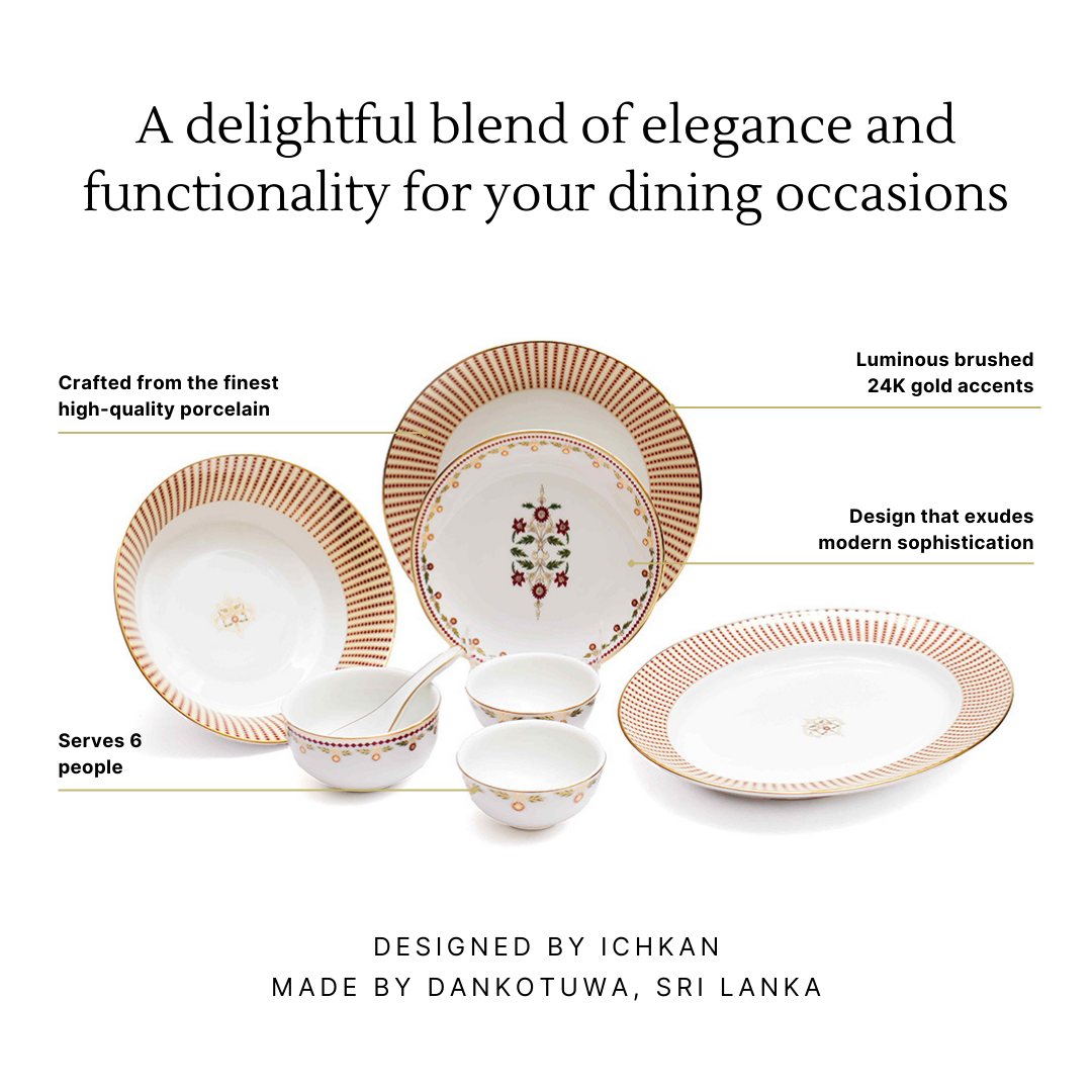 33 pc Dinner set | Red | Kokanadam ICHKAN