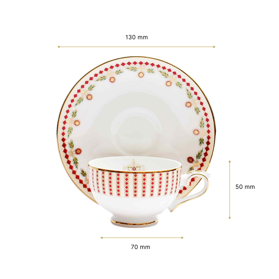 Macchiato Cup & Saucer 12 Pcs - Gift Box | Red | Kokanadam ICHKAN