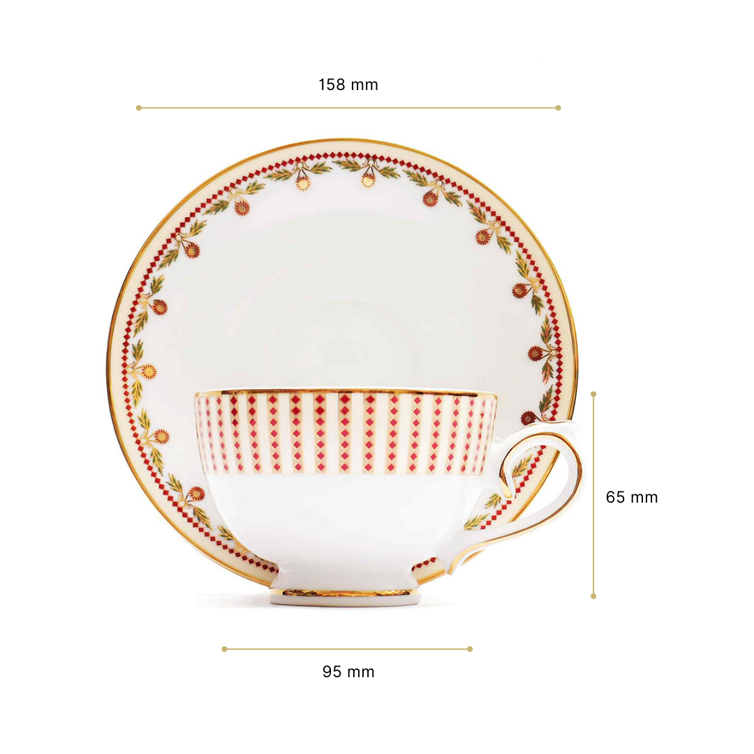 Tea Cup and Saucer Set 12 Pcs | Red | Kokanadam ICHKAN