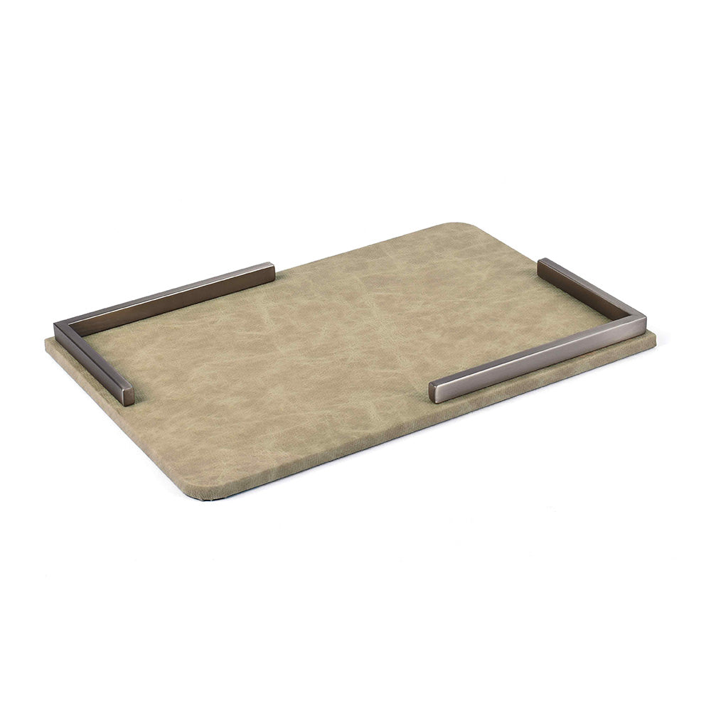 Metal Leatherette Serving Platter | Beige | Luxe ICHKAN by Day To Day