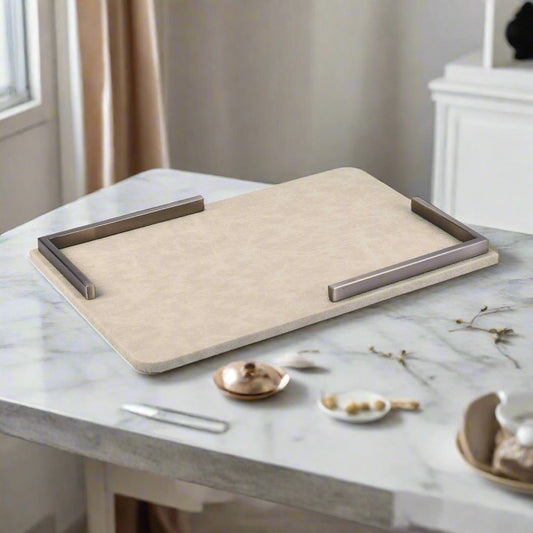 Metal Leatherette Serving Platter | Ivory | Luxe ICHKAN by Day To Day