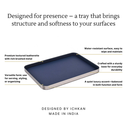 Luxe Metal Leatherette Serving Tray  | Blue ICHKAN by Day To Day