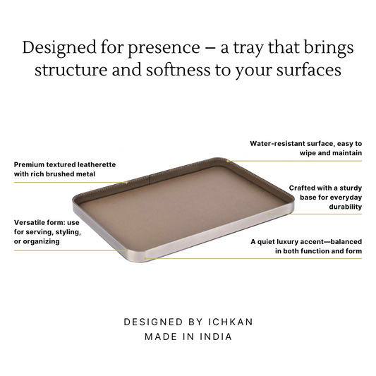 Luxe Metal Leatherette Serving Tray  | Brown ICHKAN by Day To Day