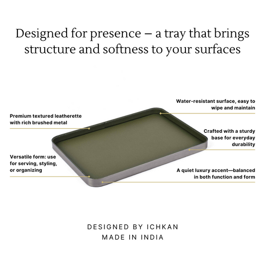 Luxe Metal Leatherette Serving Tray  | Olive ICHKAN by Day To Day