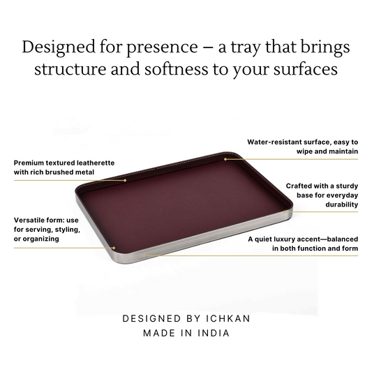 Luxe Metal Leatherette Serving Tray  | Wine ICHKAN by Day To Day