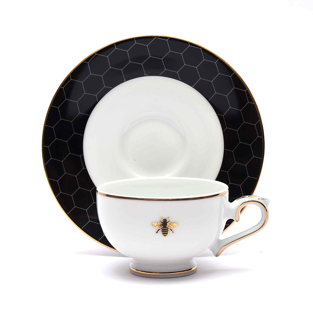 Macchiato Cup & Saucer 12 Pcs - Gift Box | Black | Bee ICHKAN