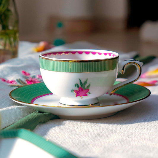 Macchiato Cup & Saucer 12 Pcs - Gift Box | Green | Mayura ICHKAN