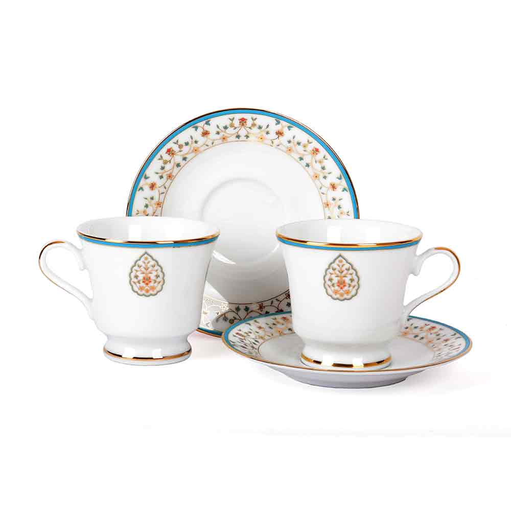 Tea Cup and Saucer Set 12 Pcs Bell Shape | Blue | Mavi ICHKAN by Day To Day