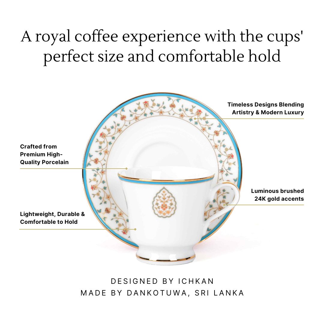 Tea Cup and Saucer Set 12 Pcs Bell Shape | Blue | Mavi ICHKAN by Day To Day