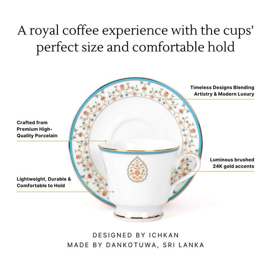 Tea Cup and Saucer Set 12 Pcs Bell Shape | Blue | Mavi ICHKAN by Day To Day