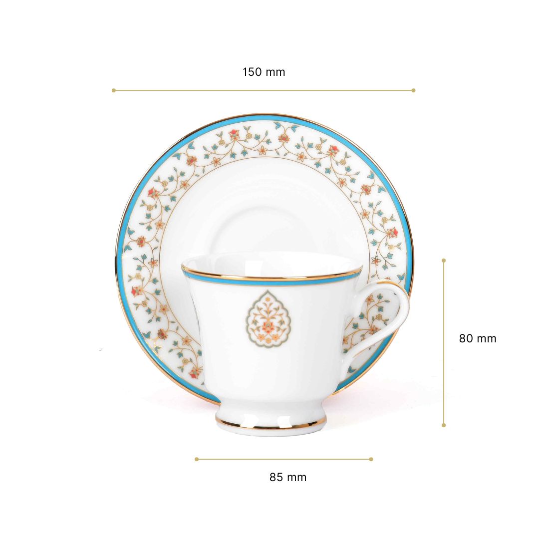 Tea Cup and Saucer Set 12 Pcs Bell Shape | Blue | Mavi ICHKAN by Day To Day