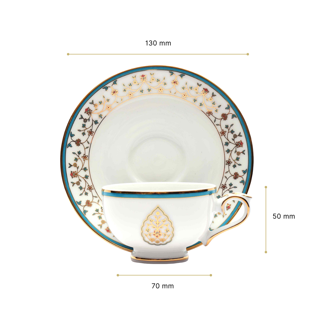 Macchiato Cup & Saucer 12 Pcs - Gift Box | Blue | Mavi ICHKAN