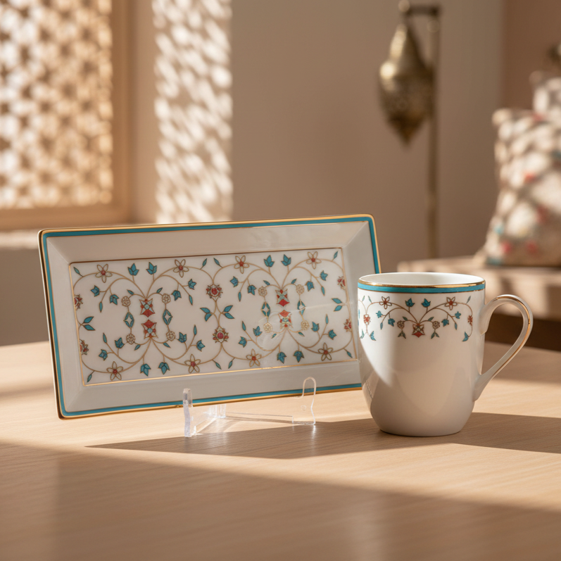Coffee Mug and Snack Platter Combo - Gift Box | Blue | Mavi ICHKAN