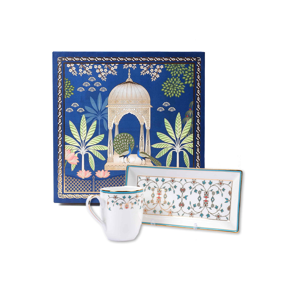 Coffee Mug and Snack Platter Combo - Gift Box | Blue | Mavi ICHKAN