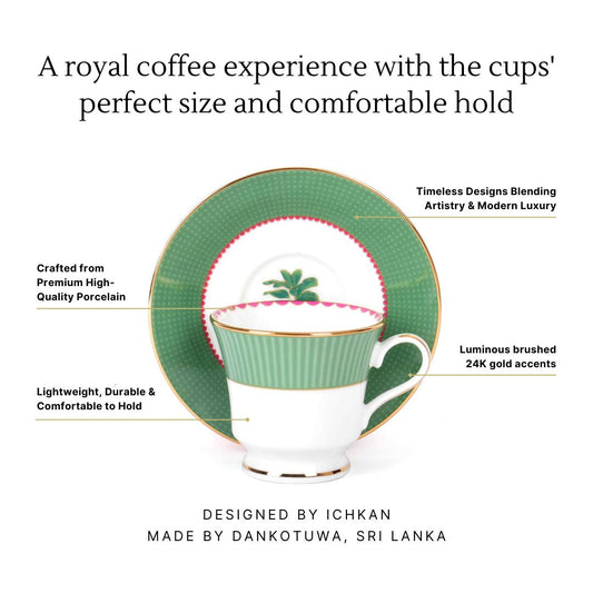 Tea Cup and Saucer Set 12 Pcs Bell Shape | Green | Mayura ICHKAN by Day To Day