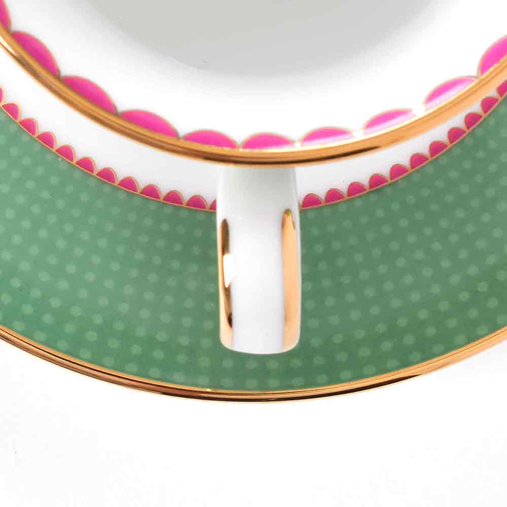 Tea Cup and Saucer Set 12 Pcs Bell Shape | Green | Mayura ICHKAN by Day To Day