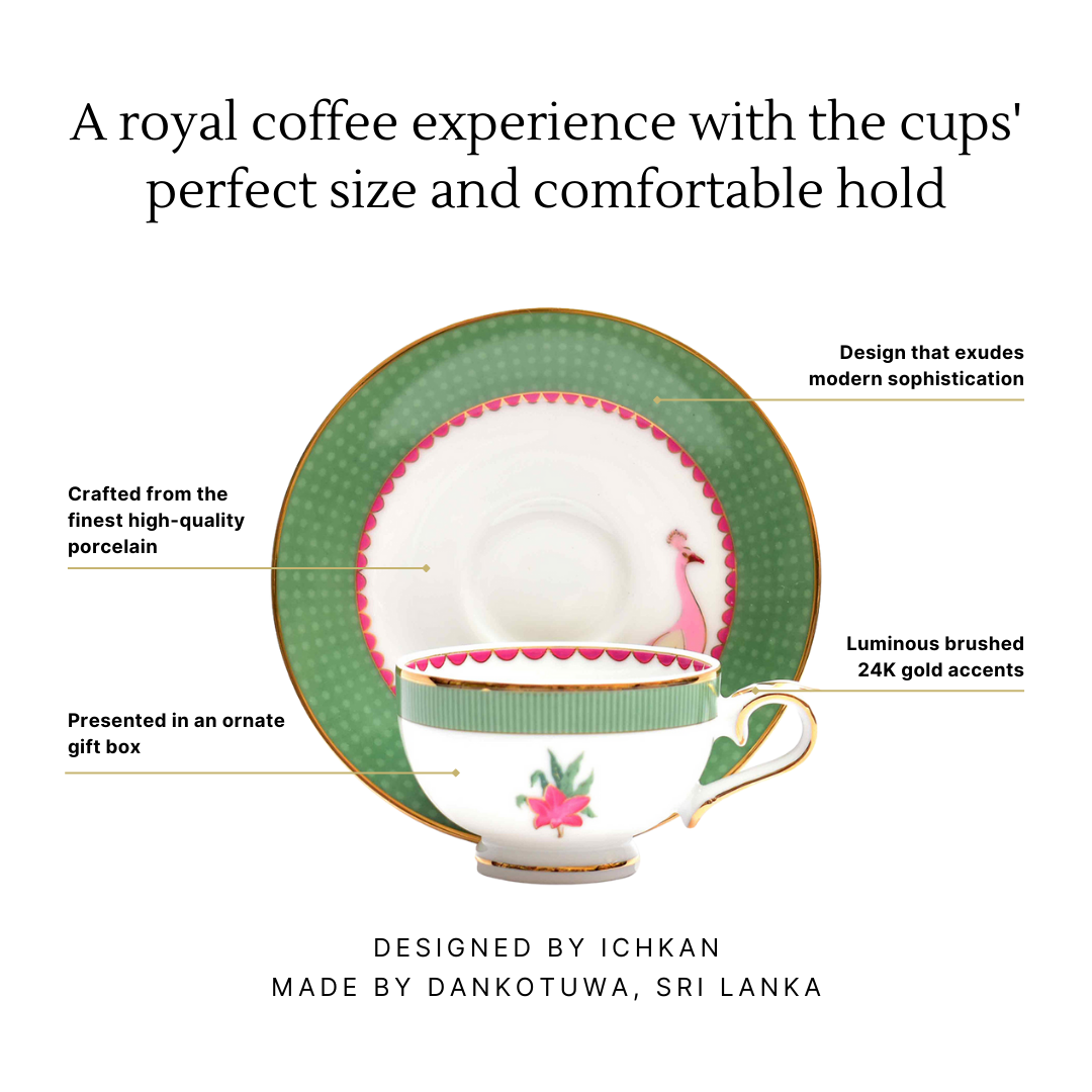 Macchiato Cup & Saucer 12 Pcs - Gift Box | Green | Mayura ICHKAN