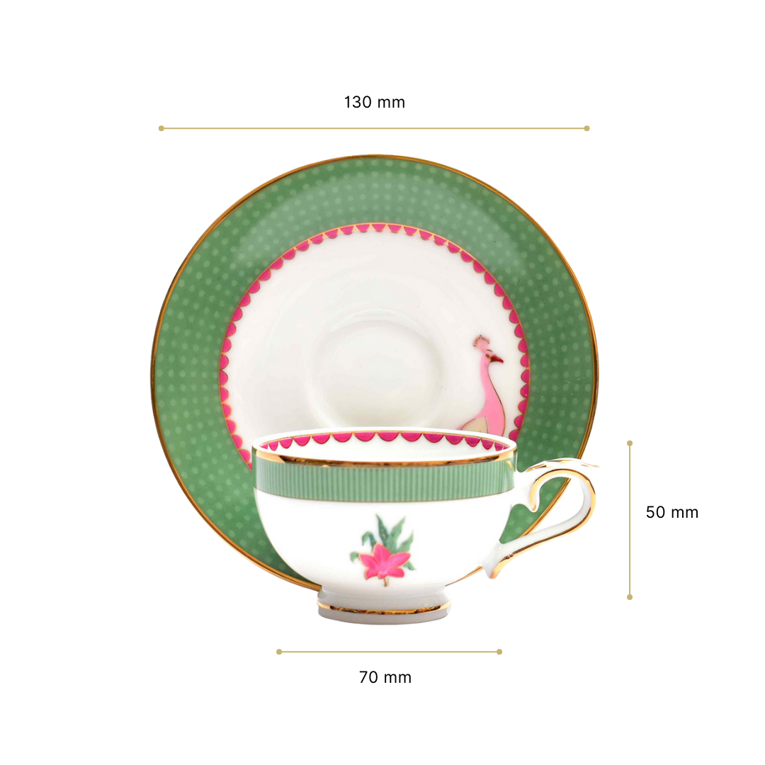 Macchiato Cup & Saucer 12 Pcs - Gift Box | Green | Mayura ICHKAN