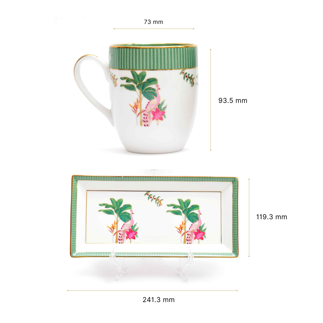 Coffee Mug and Snack Platter Combo - Gift Box | Green | Mayura ICHKAN