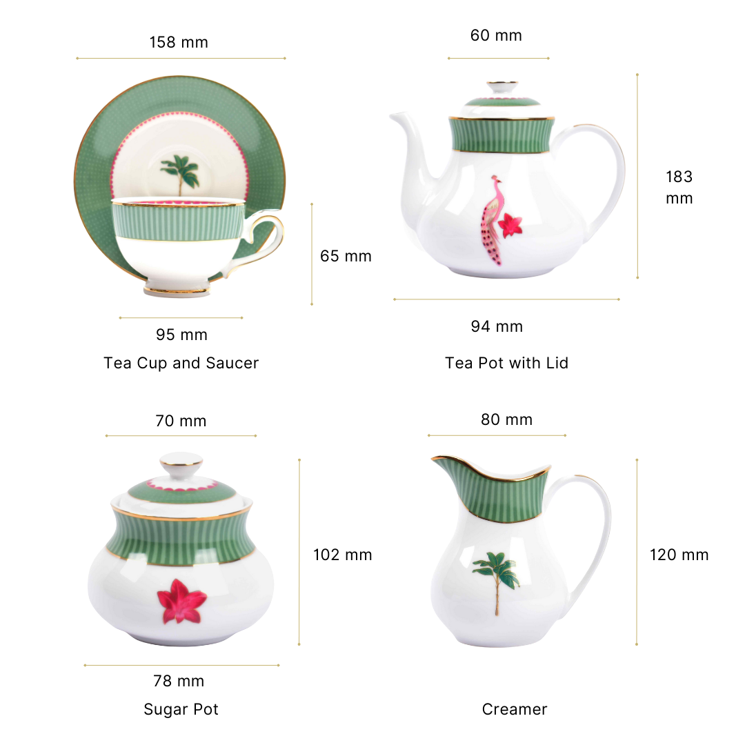 Tea Set 17 Pcs | Green | Mayura ICHKAN by Day To Day