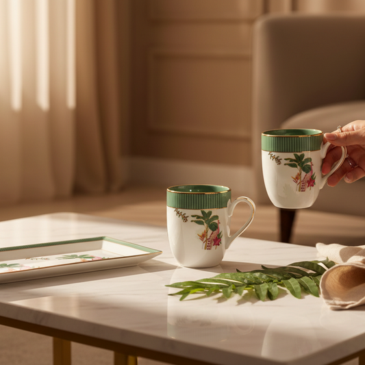 Coffee Mug and Snack Platter Combo - Gift Box | Green | Mayura ICHKAN