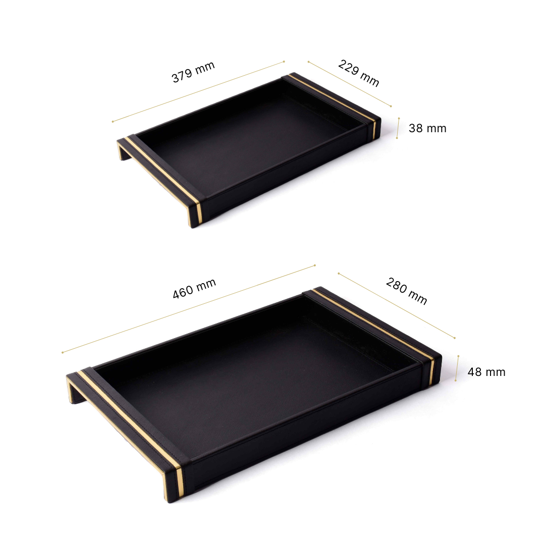 Rectangle Serving Tray Set of 2 | Black | Midnight