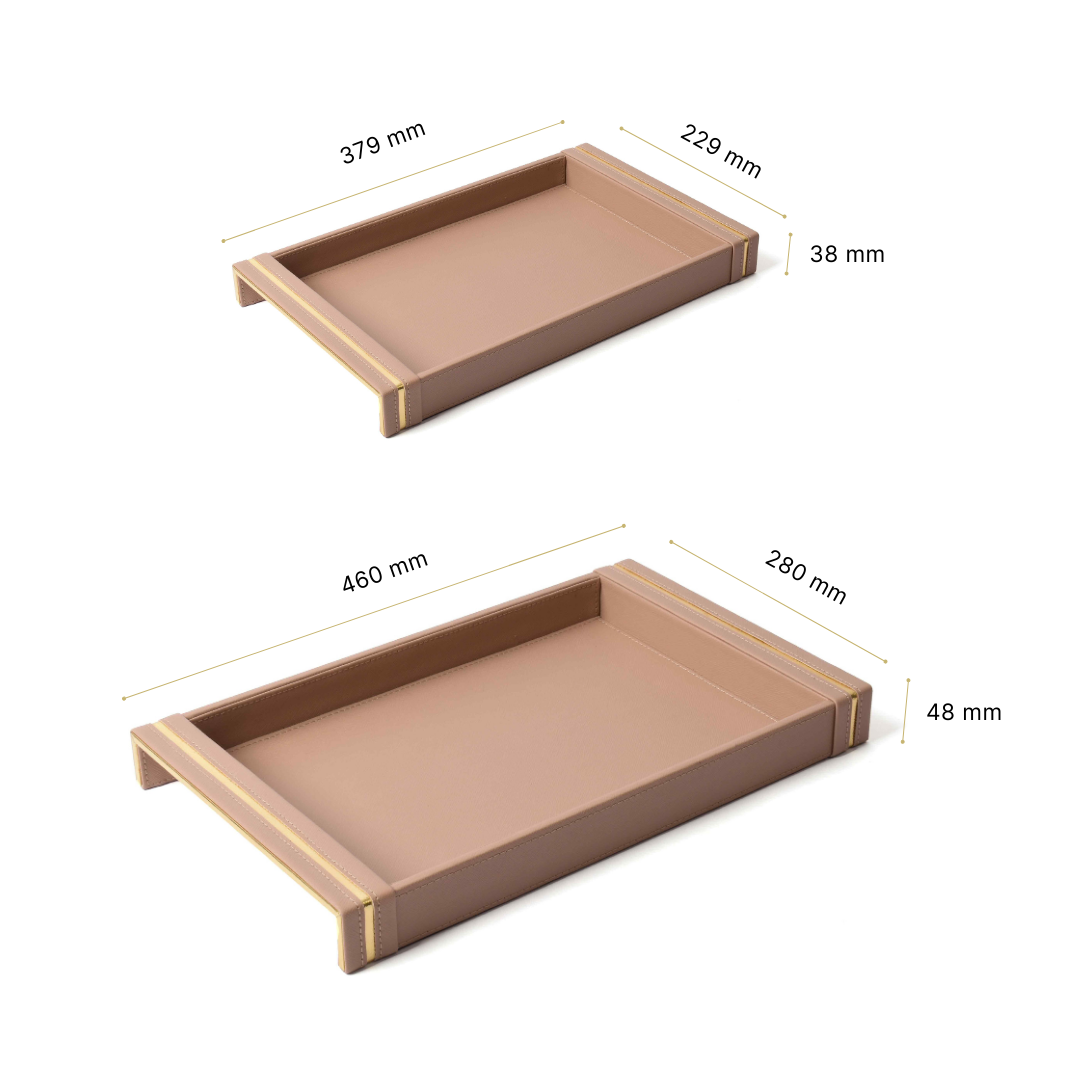 Rectangle Serving Tray Set of 2 | Beige | Midnight