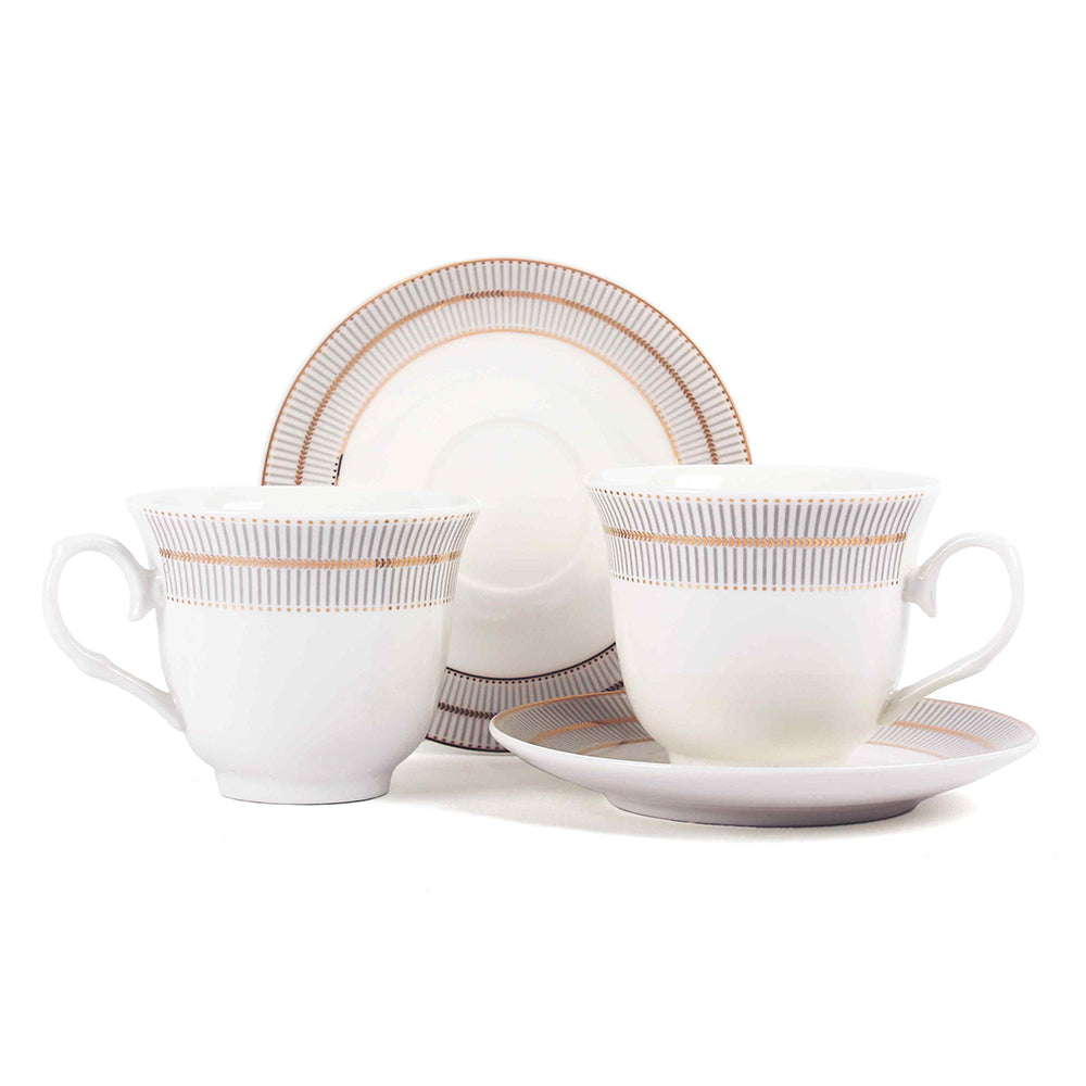 Tea Cup and Saucer Set 12 Pcs | Monarchy Grey | Ichkan Roots