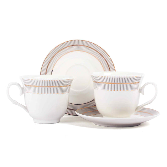 Tea Cup and Saucer Set 12 Pcs | Monarchy Grey | Ichkan Roots