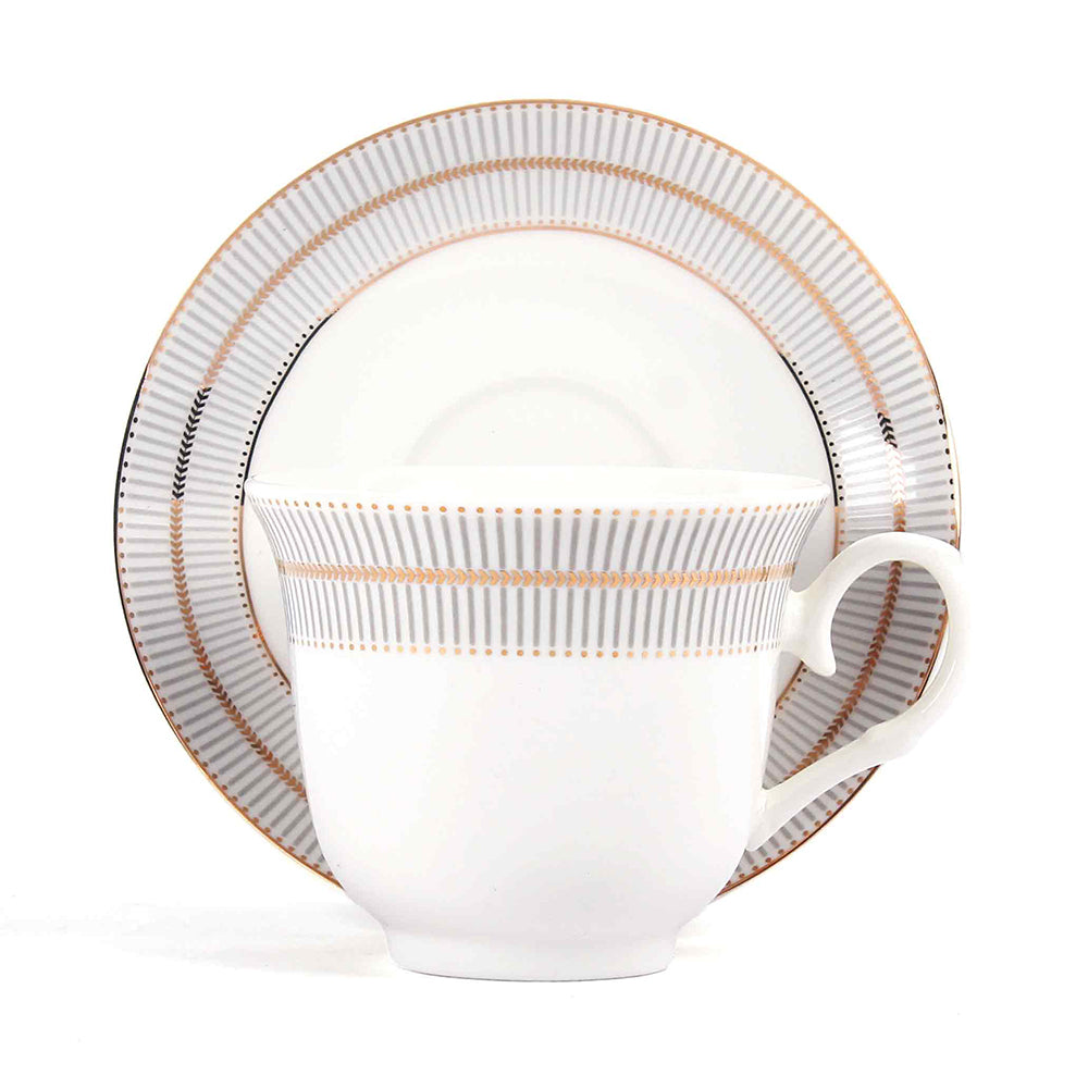 Tea Cup and Saucer Set 12 Pcs | Monarchy Grey | Ichkan Roots