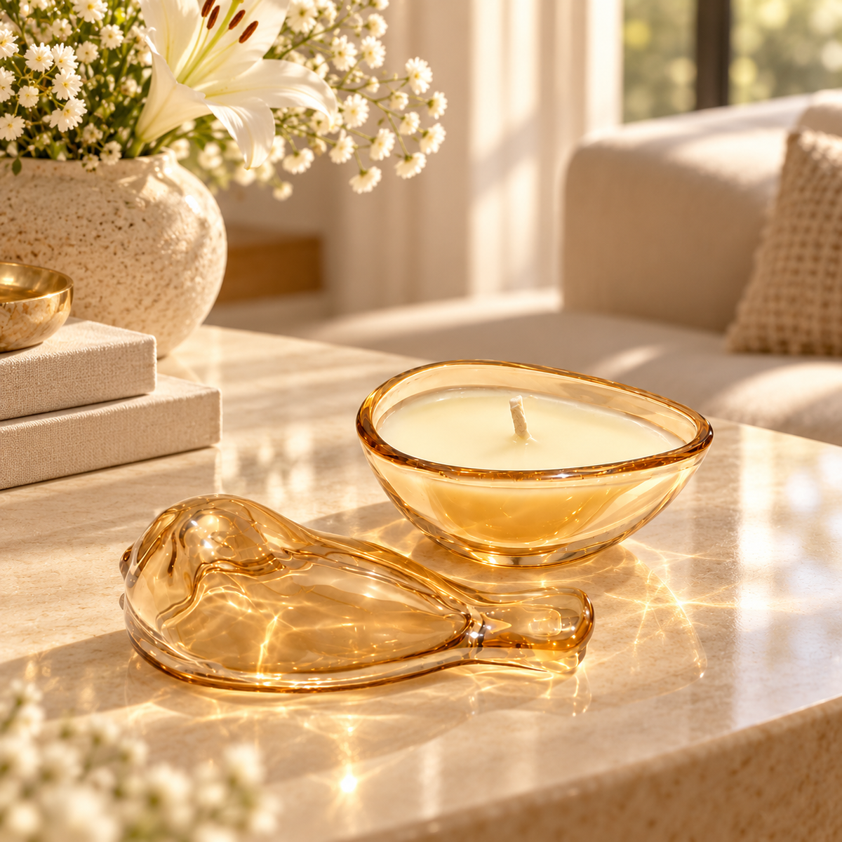 Moon Garden Scented Soy Wax Candle with Lid | Golden