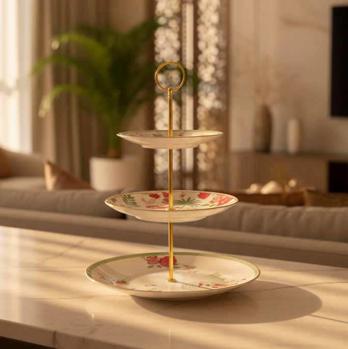 3 Tier Dessert Platter | Red | Mughal Garden ICHKAN by Day To Day