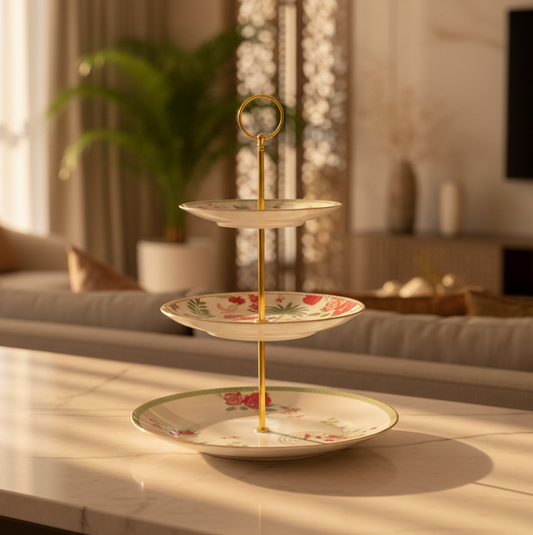 3 Tier Dessert Platter | Red | Mughal Garden ICHKAN by Day To Day