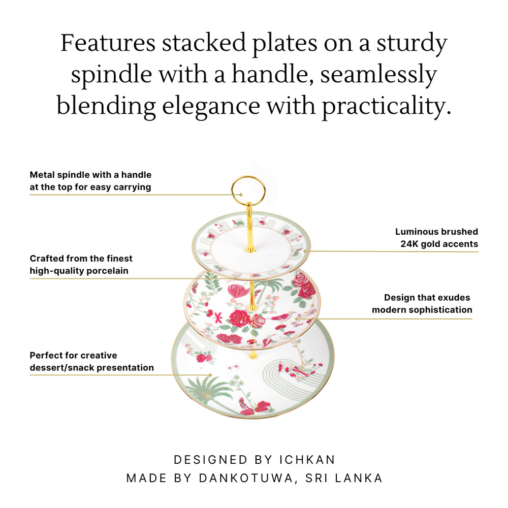 3 Tier Dessert Platter | Red | Mughal Garden ICHKAN by Day To Day