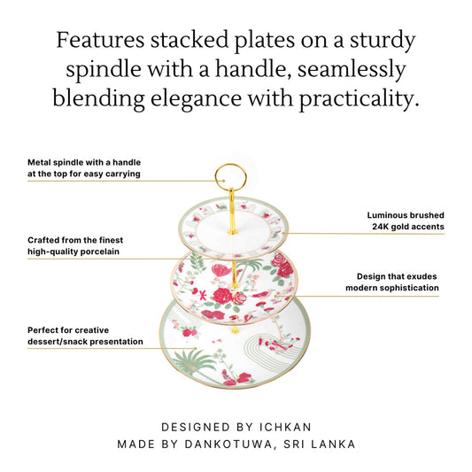 3 Tier Dessert Platter | Red | Mughal Garden ICHKAN by Day To Day