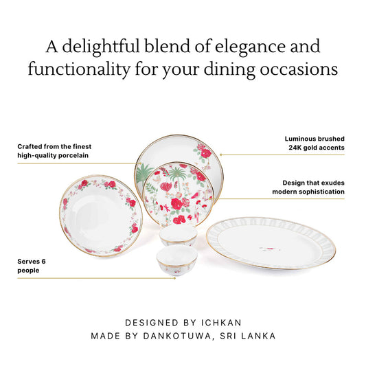 21 pc Dinner set | Red | Mughal Garden ICHKAN by Day To Day